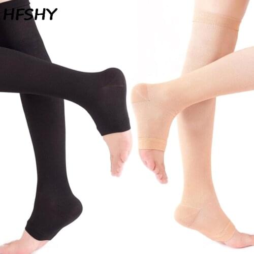 New Open Toe Knee-high Compression Stockings Varicose Veins Stocking Unisex Compression Brace Wrap Shaping 18-21mm