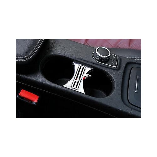 Water Cup Holder + Card Slot Cover Trim 2pcs For Benz CLA C117 W117 2013-2017