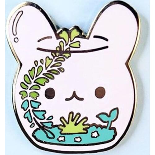 Cartoons Cute Rabbit Plant Potted Enamel Brooch Pins Badge Lapel Pin Brooches Collar Jeans Jacket Fashion Jewelry Accessories
