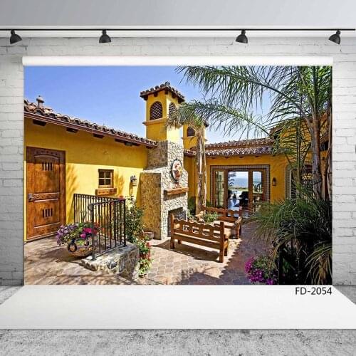 Building Courtyard Photo Backgrounds Scenic Vinyl Cloth Photography Backdrops for Photo Studio Baby Children Portrait Photobooth