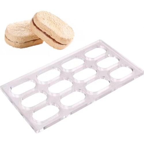 12 Cavity Oval Shaped Dacquoise Cake Mould Polycarbonate PC DIY French Dessert Macaron Mold Cake Decoration Tool Baking Mould
