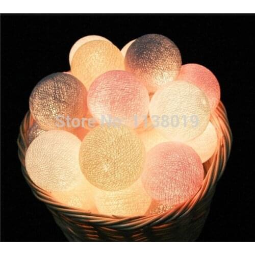 20 Balls/pcs Vintage/sweet Pastel tone / pure white Cotton Ball String Fairy lights Party home Patio wedding Romantic decor