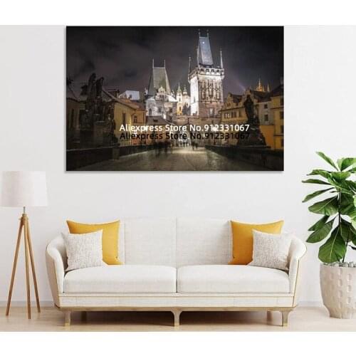 Canvas Painting Natural Architecture Landscape Streets And Alleys of Prague Square Canvas Art Poster and Wall Art Picture