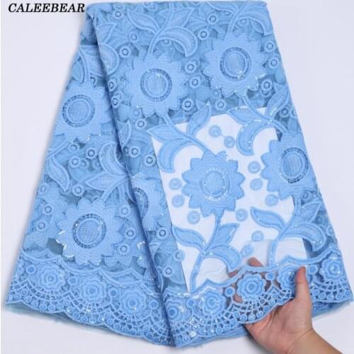Sky Blue African Lace Fabric 2021 High Quality Net Lace Embroidery French Tulle Lace Fabric Nigerian Mesh Lace For Wedding S2216