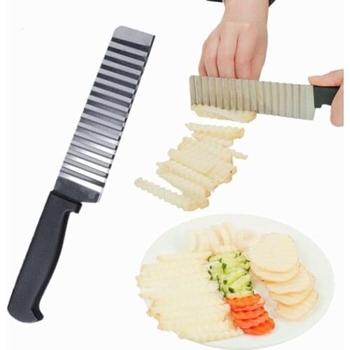 Kitchen Stainless Steel Potato French Fry Cutter Wave Knife Onion Potato Slices Wrinkled Cutting Chopped Knife Convenient Gadget