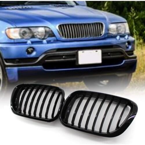 80% Hot Sales!! 1 Pair Front Grilles Single Line Rust-proof ABS Glossy Kidney Grilles 51138250052 51138250051 for BMW X5 Series
