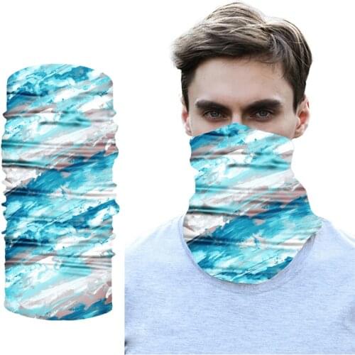 Cycling Digital Print Buffs Blue Fishing Mask Hiking Ski Headwear Seamless Bandanas Headband Windproof Sport Scarf Neck Gaiter