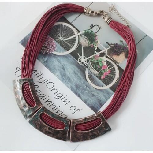 Fashion Red Ropes Choker Vintge Geometric Alloy Necklace