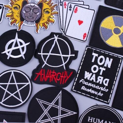 Letter Patch Rock Patches For Clothing DIY Stripes On Clothes Embroidered Iron On Patches Punk Metal Biker Patch Applique Badges