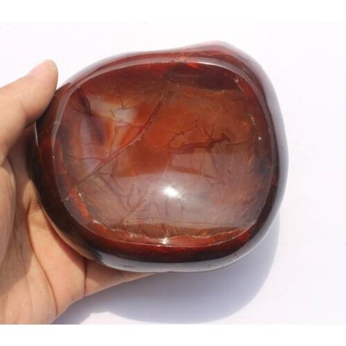 NEW LISTING650g Natural Red Agate Crystal Ashtray Polished Madagascar Stone Samples Free shipping M1410