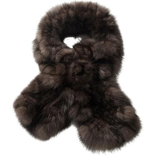 2021 New Arrivals Winter Scarves Women Natural Sable Mink Fur Scarf Ladys Knitted Neckerchief Female TZ8676