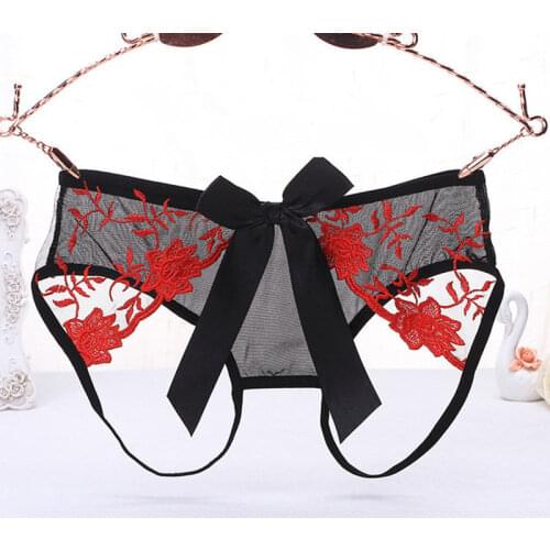 New Cute Bow Lace Panties Sexy Women Underwear Embroidery Transparent Sexy Panties Lingerie 7 Colors
