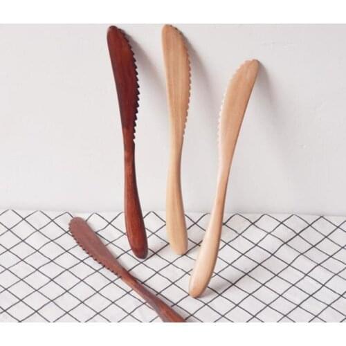 Original Wooden Butter Knife Japanese Style Fruit Cake Knife Tooth Shape Cheese Knife F20173490