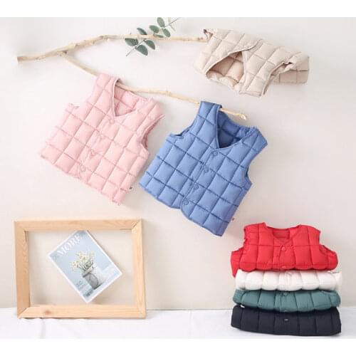 2021 Autumn Winter Kids Vests Coats 1-8 Year Warm Waistcoats for Boys Girls Solid Color Child Vests Unisex Baby Winter Clothes
