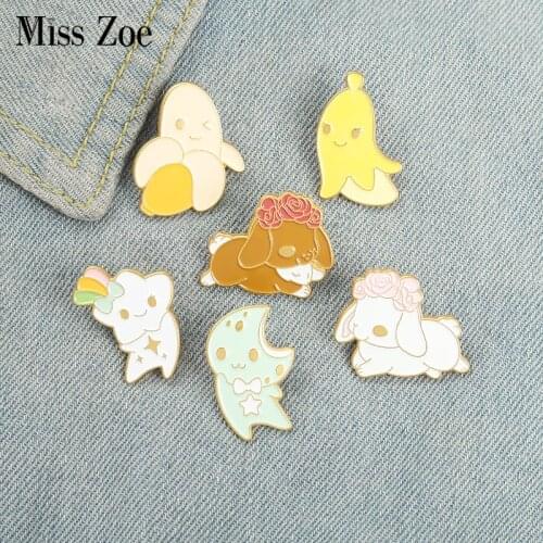 Couple Animals Fruits Enamel Pins Custom Cute Lover Brooch Lapel Badge Bag Cartoon Jewelry Gift for Kid Friend
