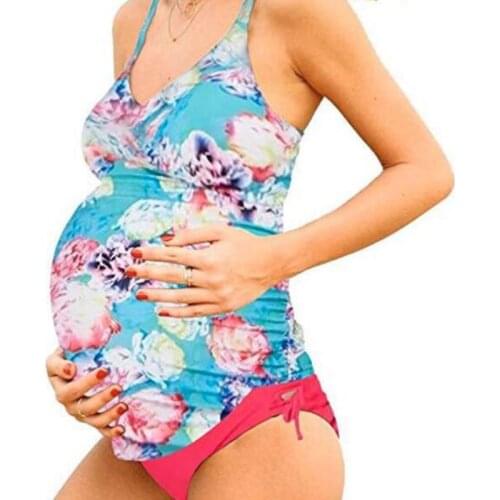 Summer Printing Pregnancy Swimwear Maternity Swimwear Solid Swimwear Large Size Swimsuit Pregnant Beachwear Woman Bodysuit 2020