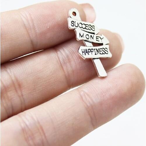 25pcs--25x14mm Success Money Happiness Charm, Antique Tibetan silver Road Sign Charm pendant