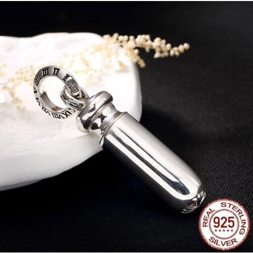 Real 925 Sterling Silver Simple Fashion Glossy Gaudencio Box Openable Pendant without Chain Unisex Bijoux Roman Numeral Jewelry