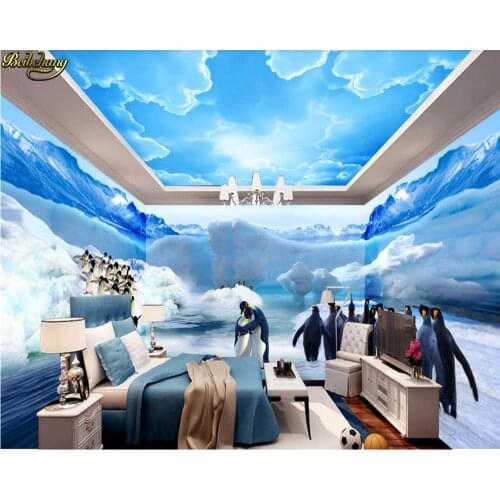 Beibehang Custom Large Mural Wallpaper 3D Antarctic Penguin Glacier World Theme House Wall papel de pared wall papers home decor