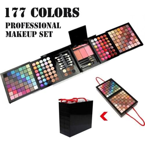 Professional 177 Color Makeup Set Matte Shimmer Eyeshadow Palettes With Brush Lipstick Make Up Kit Bronzer Blush Cosmetics Gift