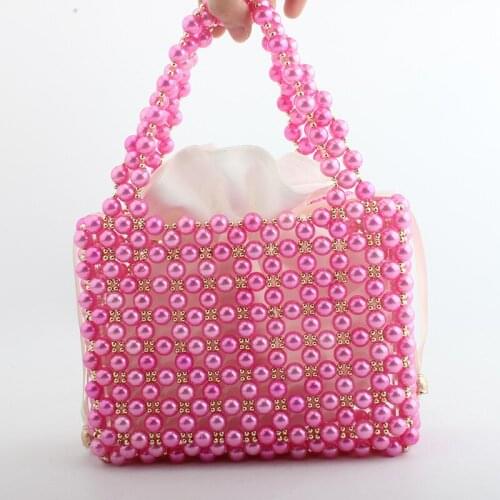 Luxury Brand Women Handmade Pearl Handbag Woman Acrylic Messenger Purse Evening Wedding Party Bag Fashion 2019