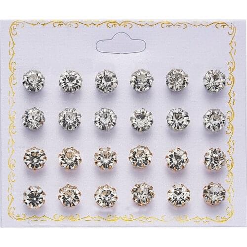 12 pairs/set Crystal Simulated Pearl Earrings Set Women Jewelry Accessories Piercing Ball Stud Earring kit Bijouteria brincos