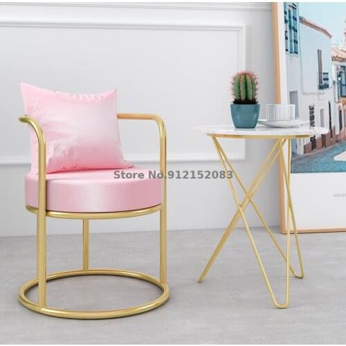 North Europe and America a backrest chair pink makeup chair simple dressing stool net red ins dining chair balcony small table
