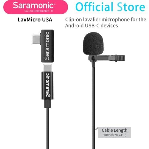 Saramonic LavMicro U3 series clip-on omnidirectional microphone compatible for Android devices for interviews vlogs presentation