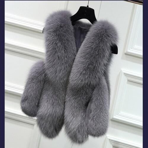 RoRoDox Womens Short Vests Winter Fox Fur Coat Sleeveless Jacket Female Warm Vest Fashion Casual Artificial Fur Vest
