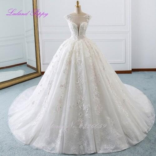 Lceland Poppy Scoop Neck Sleeveless Ball Gown Wedding Dresses 2020 Lace Appliques Vestido de novia Bridal Gowns with Flowers