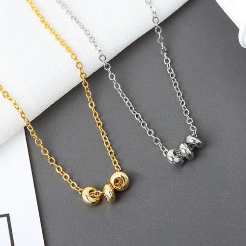 1PC Copper Distance Necklace Gold/Silver Color Circle Round Pendants Necklace For Women Party Club Jewelry 41cm long