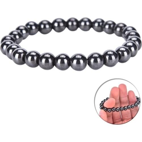 Unisex Weight Loss Round Black Stone Magnetic Therapy Bracelet Health Care Luxury Slimming Product Hot