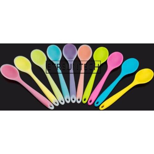 100pcs Silicone Spoon Cake Spatula Mixing Spoon Long-handled Cooking Utensils Tableware Kitchen Soup Spoons