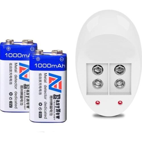 2PCS 1000mAh 9v li-ion lithium 9 Volt Batterie Hersteller garantie+9 V charger