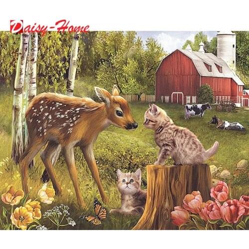 Handicrafts 5D DIY Diamond Painting Deer Cat Rhinestones Diamond Dotz Embroidery Mosaic Sika Deer Giraffe Wall Sticker