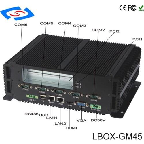 Fanless Mini pc Intel Processor P8600 64GB SSD (optional 256GB 128GB ) & 6*COM Industrial embedded computer