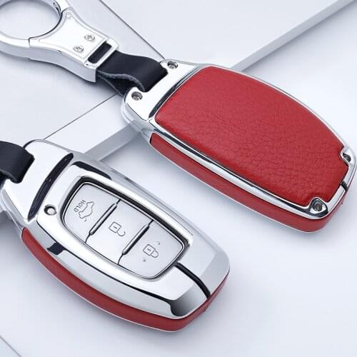 Zinc alloy+Genuine Leather car key case cover For Hyundai Verna Sonata Elantra Tucson Auto Creta I10 I20 Santa Fe2016 2017 2018