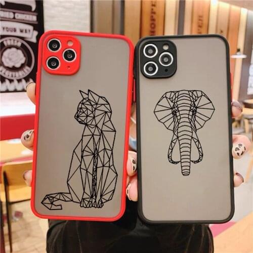 Geometrical Animals Cat Art Cat Phone Cover For iPhone 12 11 Pro Max X XS XR Max Mini 7 8 Plus 6S SE Soft Clear Case Fundas