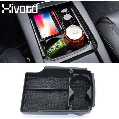 Hivotd For Tesla Model X S 2016 2017 2018 2019 2020 Car Armrest Storage Box Console Organizer Auto Interior Accessories Styling