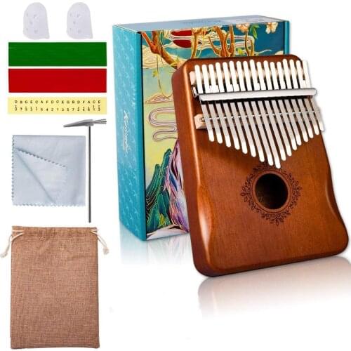 Kalimba Thumb Piano 17 Keys, Portable Mbira Finger Piano Gifts for Kids and Adults Beginners