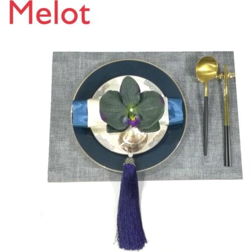 Chinese Tableware In The Exhibition Hall of The Model Room Blue Bone China Phnom Penh Plate Retro Zen New Chinese Modern Plate