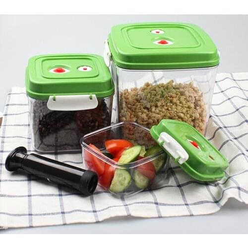 Vacuum Container Refrigerator Fresh-keep Sealer Box Square Plastic Large Capacity Food Storage Box with Hand Pump for Kitchen