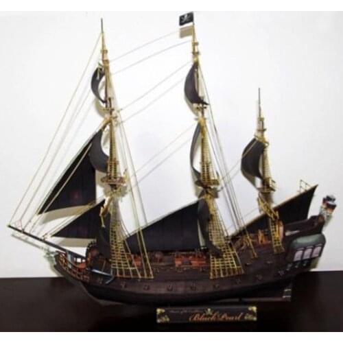 Pirate Ship Shape Black Pearl Paper Material Model For Military Fan Exquisite Gift Handmade DIY Model