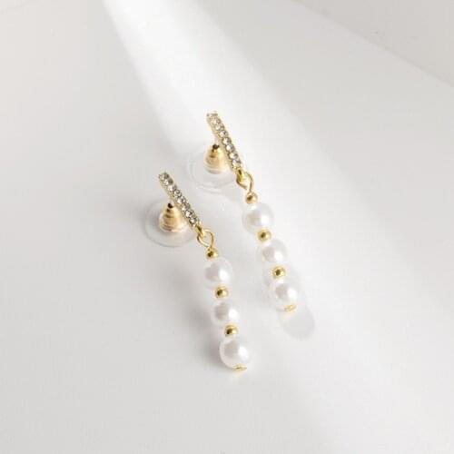 2021 Fashion New Earrings Korean Womens Pearl Crystal Tassels Long Net Celebrity Wild Temperament Earrings Manufacturers