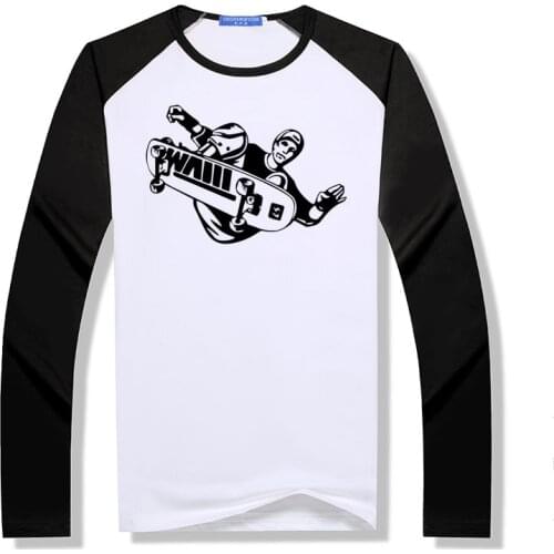 Long Sleeve Modal Sport T Shirt Mens Skateboarder Stunt Trick Flip Jump Skateboarding T-shirts O Neck raglan Tees