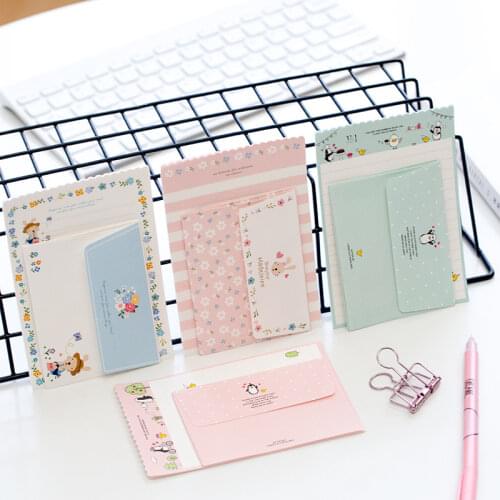 4 Sheet Envelopes Paper Set Love Flower Letter Paper Kawaii Chancery Letters Writing Paper School Supplies Office Accessories