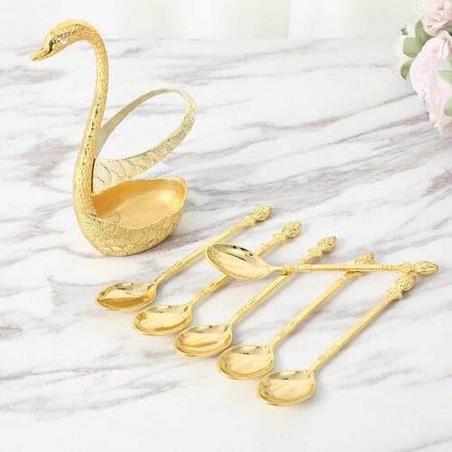 Spoon Set Tableware Stainless Steel Gold Silverware Set Swan Stainless Steel Cutlery Fork