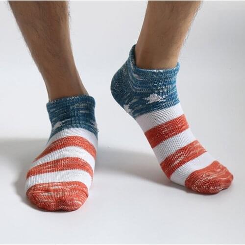 Novelty 4 Pairs/Lot Men Summer Tie Dye Sox Invisible Boat Socks Male Retro 5 Star National Wind Mixed Colors Shallow Mouth Calze