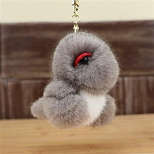 2020 new dinosaur pendant mink plush cute real hair doll bag pendant key chain toy simulation animal small gift