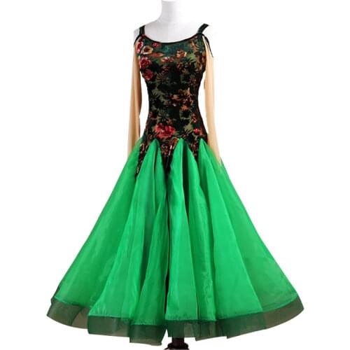 New Long sleeve Womens Ballroom Dance Competition Dress Modern Dance Costumes Performance Waltz Dancing Dress